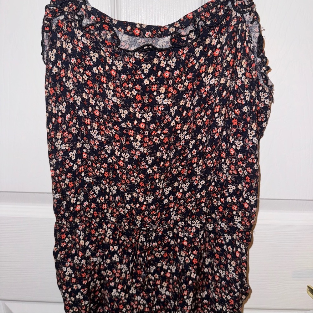 Navy floral romper with pockets